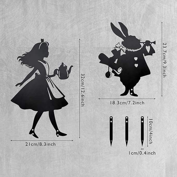 Alice Garden Decor Wonderland Metal Garden Stake, Alice Outdoor Yard Decor for Lawn and Garden, Fantasy Alice Garden Statue Accent, Whimsical Outdoor Decor Gift Unique Gifts for Women & Alice Lovers