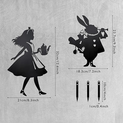 Alice Garden Decor Wonderland Metal Garden Stake, Alice Outdoor Yard Decor for Lawn and Garden, Fantasy Alice Garden Statue Accent, Whimsical Outdoor Decor Gift Unique Gifts for Women & Alice Lovers