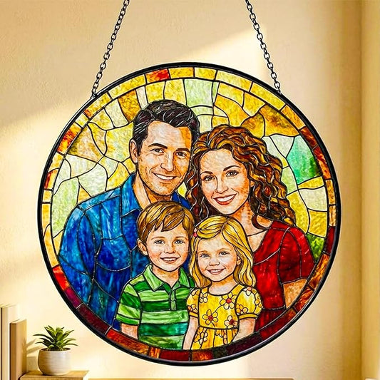 Personalized Grandma Stained Glass Sun Catcher, Custom Photo Window Hanging, Personalized Stained Glass, Gift for Grandma, Grandparents, Christmas, Birthday, Keepsake, Christmas Ornament, P1