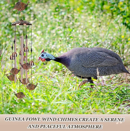 Briwooody Guinea Fowl Wind Chimes for Outside Guinea Fowl Gifts for Women Mom Metal Wind Chimes Memorial Birthday Decor for Outdoors Patio Garden Porch Yard Home Decoration
