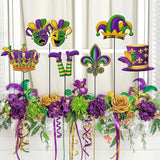 Shimeyao 6 Pcs Mardi Gras Metal Garden Stakes Mardi Gras Carnival Metal Garden Signs Yard Stakes Outdoor Decor for Carnival Party Home Lawn Porch Holiday Front Backyard