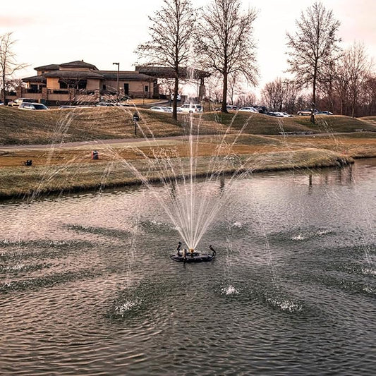 HALF OFF PONDS Floating Fountain, 1.5 HP Pond Aerator, 100 ft Cord, 12,500 GPH Water Pump, 11 Spray Patterns, Energy-Efficient, for Large Ponds, Lakes & Water Gardens