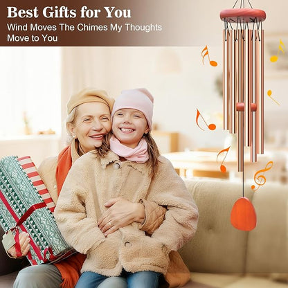 Wind Chimes for Outside, Soothing Melodic Memorial Sympathy Wind Chime, Suitable Outdoor Garden Decor, Gift for Mom Women Neighbors (Light Gold Wind Chimes-26in)