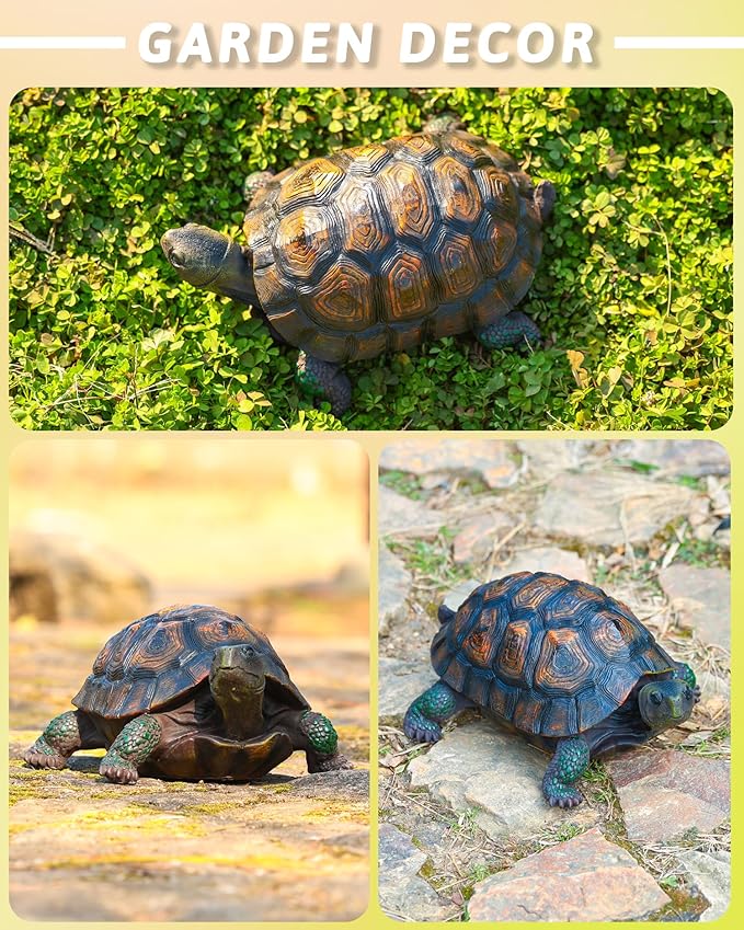 Tortoise Turtle Statue,Resin Garden Sculpture Indoor/Outdoor Yard Lawn Ornament,Home Decor (Large)