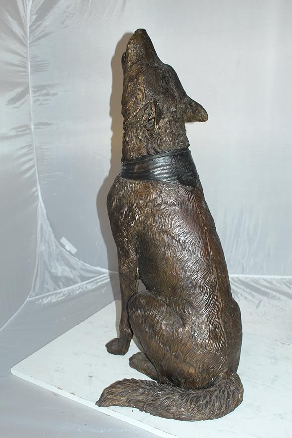 Nifao Howling Wolf Metal Garden Statue – Modern Hand-Finished Stunning Large Sculpture, Elegant Outdoor Décor for Yard, Patio, or Landscape for Animal Lovers, 16" L x 20" W x 37" H
