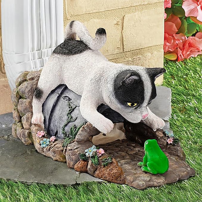 Funny Cat Gutter Downspout Extender Statue, Garden Animal Decor Gutter Extension, Splash Block, Eco-Friendly Resin, Outdoor Decor Sculpture, Gutter Diverter Rain Perfect for 3"x4" Downspout