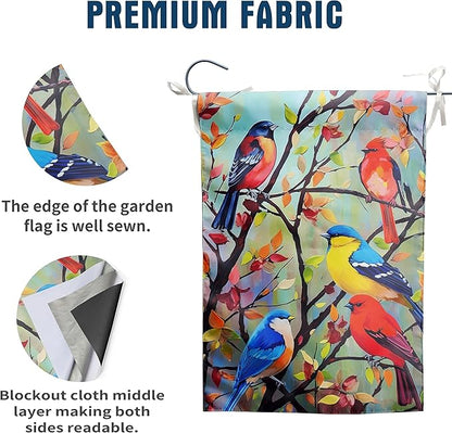 Tree Birds Flag Spring Summer Fall Garden Flag Seasonal Small Yard Flags for Outside 12x18 Double Sided Outdoor Front Door Backyard Decorations