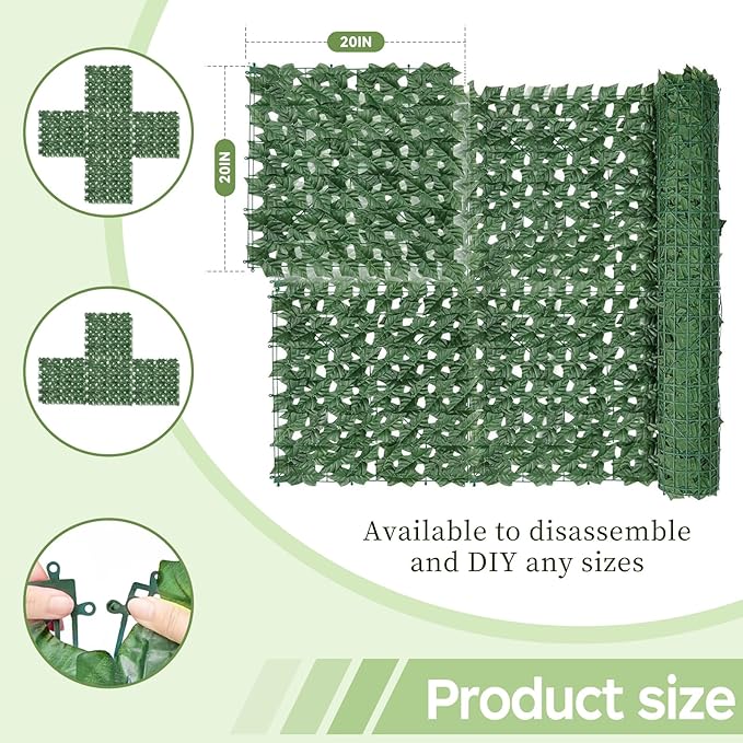 Artificial Ivy Privacy Fence Screen,39.4"x158" UV-Anti Fake Leaves Plant Vine,Privacy Hedges Wall for Indoor Outdoor Garden Backyard Decor