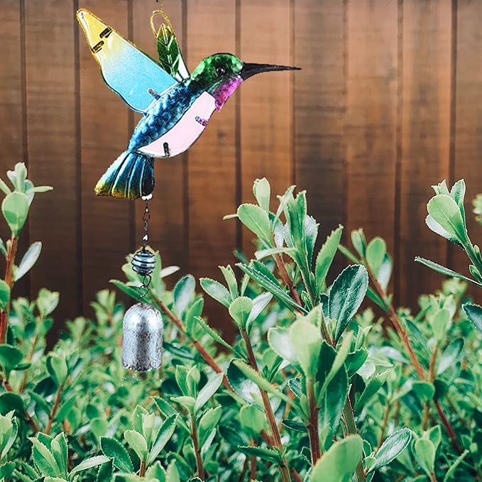 Hummingbird Decor with Bell, Hummingbird Wind Chimes, Hanging Bell Decorations for Yard, Garden, Home and Outdoor, Gift for Mom