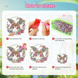 RDCREW DIY Butterfly Diamond Art Wreath Kits - Special Shaped Rhinestone Diamond Painting Suncatcher Hanging Ornament Window Pendants Gift for Home Garden Wall Indoor Outdoor Decor, Small