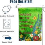 Imagine All the People Living Life in Peace Garden Flag Green 28x40 Double Sided Large Summer House Flags Flower Yard Banner