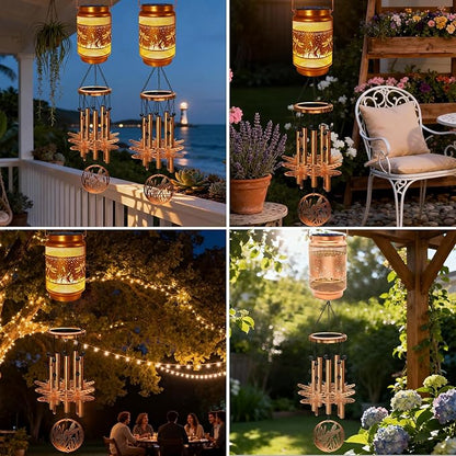 Dragonfly Solar Wind Chimes for Outside, Gifts for Mothers Day Mom Women Grandma Birthday Memorial Teacher, 32" Windchimes Outdoor Decor Hanging Solar Lantern for Garden Porch Patio Backyard
