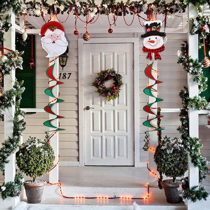 NOVWANG 2 Pcs Christmas Wind Spinners, 40 Inch Christmas Santa Snowman Wind Spinners Winter Outdoor Hanging Decorations for Holiday Indoor Outdoor Yard Patio Lawn Garden Decor