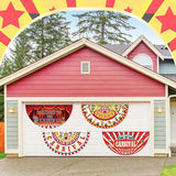 6 Pcs Circus Carnival Decoration Bunting Welcome Carnival Half Banner Red and White Striped Pattern Bunting Flag for Circus Garden Decor, 1.5 x 3 ft