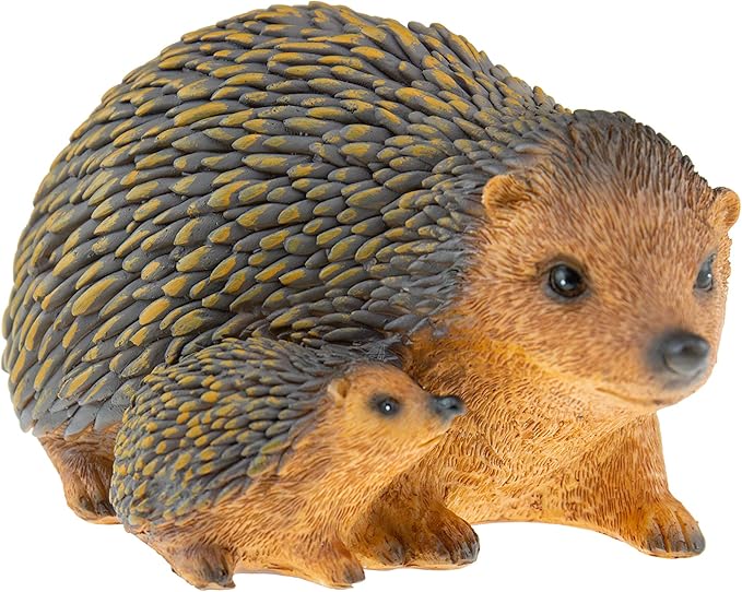 CLEVER GARDEN Cute Resin Garden Statue Decoration, Outdoor Lawn Yard Polyresin Animal Figurine Sculpture Ornament Décor, Hedgehog Family