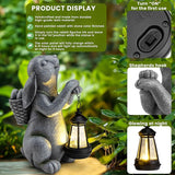 YDKOJGW Solar Garden Outdoor Statues Rabbit with Solar Lantern,Outdoor Bunny Figurines Decorations,Lawn Decor Bunny Statue for Patio, Balcony, Yard Ornament,Unique Housewarming and Easter Gifts