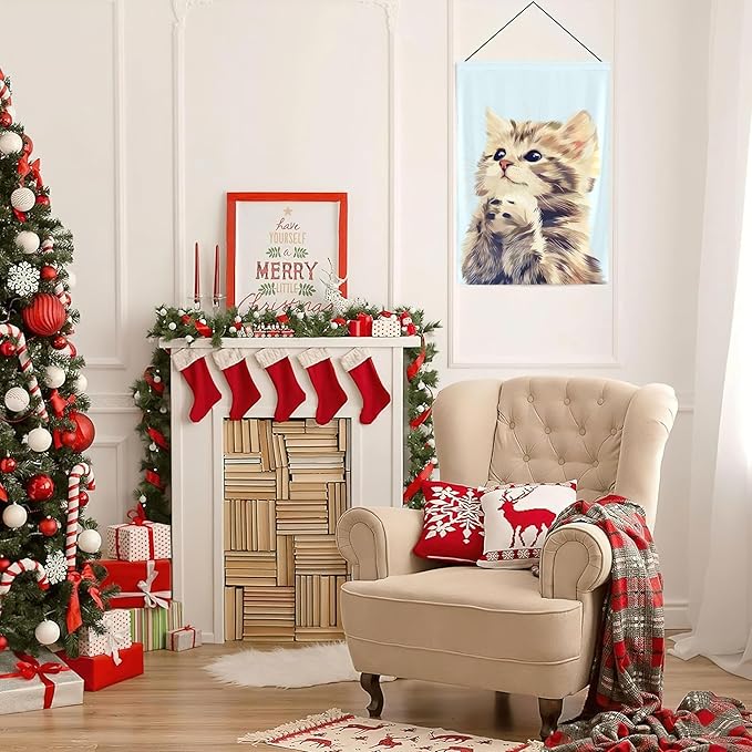 Cat Garden Flag Vertical Double Sided 12x18inch Small Cute Cat Garden Flag for Outside Farmhouse Seasonal Holiday Yard Decor