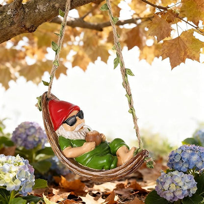 Gnome Statues for Garden Decor,Garden Hanging Decor, Resin Hanging Decorations for Outdoor, Tree Ornaments Figurines for Outside Gifts for Man Women(Coconut)