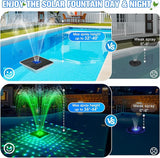 Upgraded Solar Pool Fountain with Lights,9.5'' Large Solar Floating Pool Fountain with Anchor, Above Ground Pool Water Fountains Pump,Swimming Pool Fountains for Inground Pool Blue-1PC