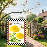IVN Welcome Garden Flag 12x18 Inch Double Sided Spring Summer Garden Yard Flags Yellow Chrysanthemum Flowers Bees Decorative Small Flags for Outdoor Seasonal Front Door Lawn Porch Patio Decor Yard Flag
