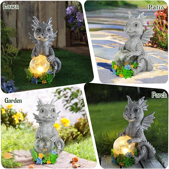 Solar Garden Outdoor Statues,Lawn Decor Outdoor Statue for Patio, Balcony, Yard Ornament,Unique Gifts for Mom Grandma