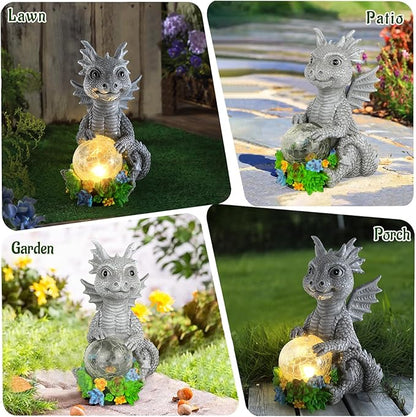 Solar Garden Outdoor Statues,Lawn Decor Outdoor Statue for Patio, Balcony, Yard Ornament,Unique Gifts for Mom Grandma