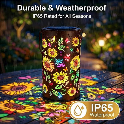 Decorative Solar Mandala Lights, Metal Solar Powered Outdoor Deck Step Wall Lights, Waterproof Solar Mandala Fence Lights Outdoor, for Garden Post Patio Backyard Yard Decor (A)