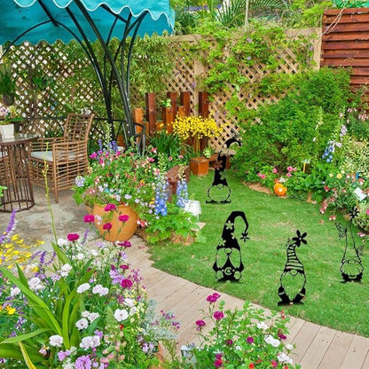 Garden Statue Decor, Fairy Garden Stake Metal Garden Hollow Statues Fairy Statues Garden Accessories Art Figurines Ornaments for Courtyard, Lawn, Decoration (B)