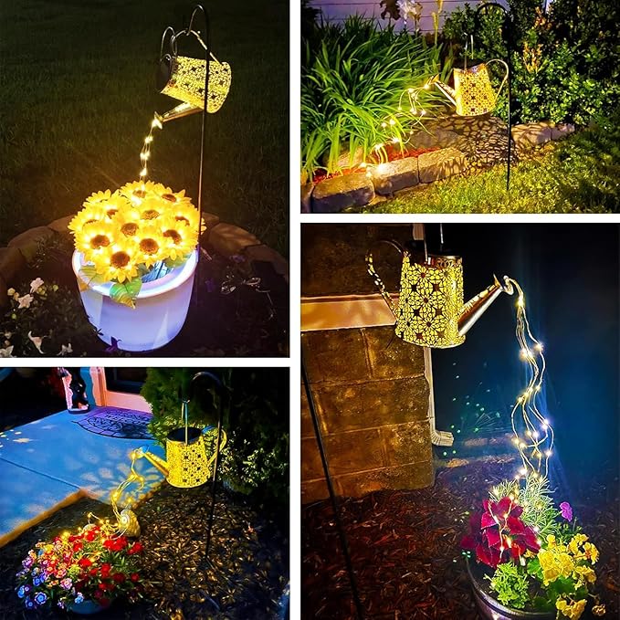 Solar Watering Can Lights, Large Retro Metal Hanging Solar Lights Outdoor Waterproof, Mother's Day Birthday Gifts for Women Mom Grandma Garden Yard Light LED Decoration Outside for Porch Lawn Patio