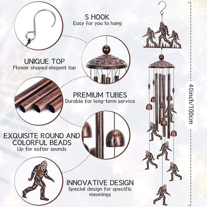 Bigfoot Wind Chimes Gift for Outdoor, Big Foot Gifts for Men Women Dad Grandpa, Memorial Gift Metal WindChimes for Outside Indoors Home Lawn Porch Patio Garden Decor Yard Decoration