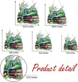 Dragon Books Bookish Acrylic Suncatcher, Book Suncatchers for Window Hangings, Bookish Gifts for Readers Book Lovers Bookworm, Gift for Mother's Day, Women, Mom, Wife, Grandma