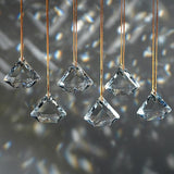 Set of 6 Crystal Glass Diamond Haingings Clear Glass Prisms Ornament Hanging Crystals Decoration for Party, Wedding, Valentines