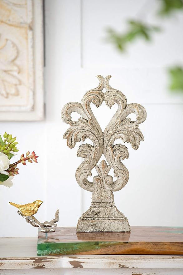 A & B Home 15" Decorative Abstract Cement Sculpture with Distressed Finish for Indoor and Outdoor Use