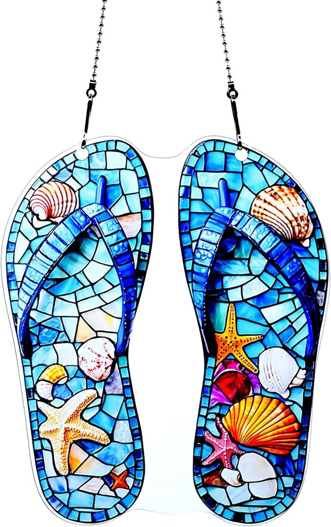 Slippers Shells Starfish Ornaments Colorful Window Hanging Decorations Home Wall Decor for Indoor Outdoor