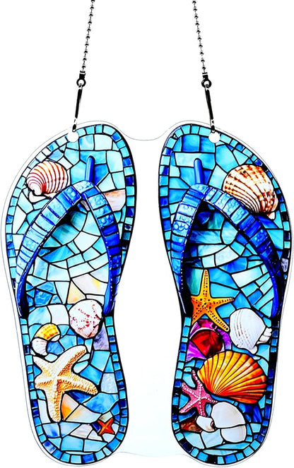 Slippers Shells Starfish Ornaments Colorful Window Hanging Decorations Home Wall Decor for Indoor Outdoor