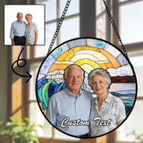 Personalized Custom Photo Faux Stained Glass Window Hanging - Mother in Law Gifts Memorial Customized Ornaments Christmas Birthday Mother's Day for Lovers Women Men Dad Mom Nana Grandma