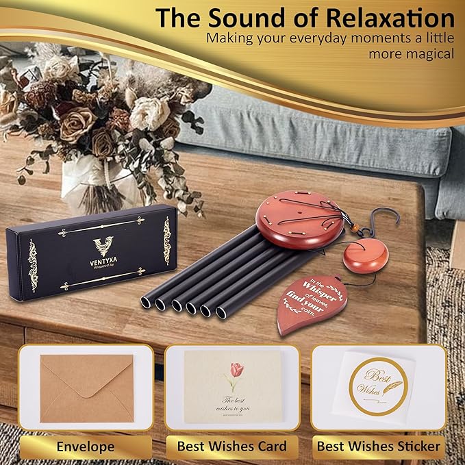 Wind Chimes for Outside – Memorial Wind Chimes 32" for Loss of Loved One with Leaf Spinner, Bereavement & Sympathy Gift, Soothing Tones, Bronze Finish
