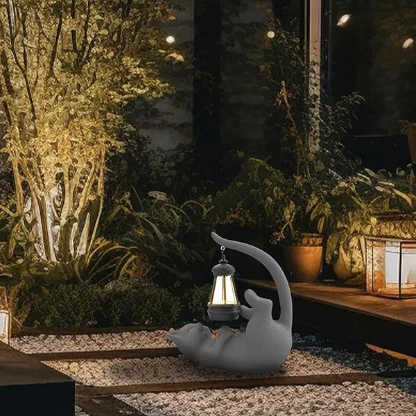 Elephant/Cat Sculpture Lantern Decor - Outdoor Lanterns&Indoor Statue Decorations for Garden,Yard,Porch,Home,Balcony - Gifts for Birthdays,Christmas,Children,Friends,Family,Mom,Women (DG - Lyin)