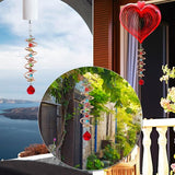 FONMY Gazing Ball Spiral Tail -Decorative Wind Spinner Sun Catcher Rainbow Maker Copper Double-Spiral W/Red Crystal Ball and Chain Crystals Beads for Indoor Outdoor Garden Decoration -14 inch Height