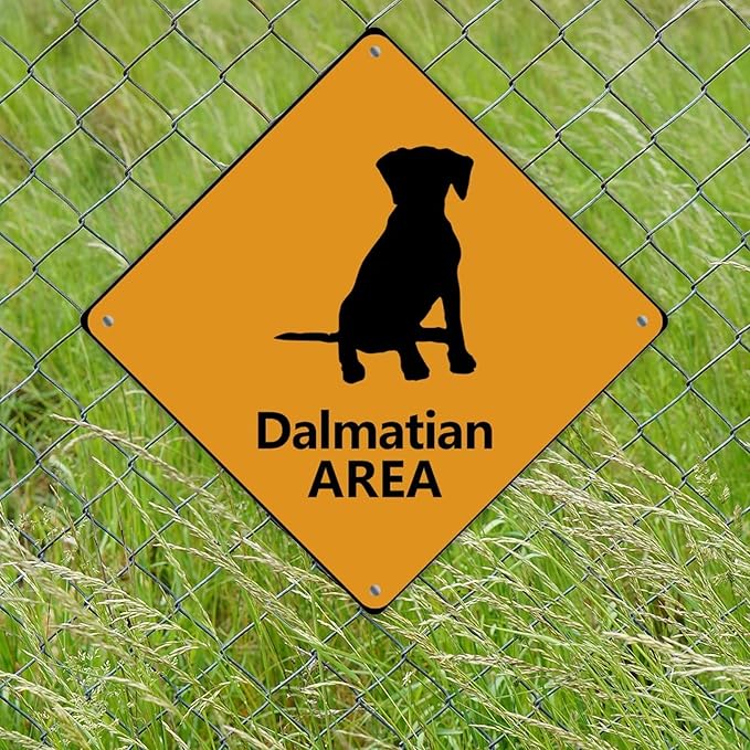 Dalmatian Crossing Xing Sign Beware of Dalmatian Dog Metal Sign Dalmatian Funny Warning Sign Crossing Zone Sign for Farm Yard Front Door Indoor Outdoor Street Sign 12x12in