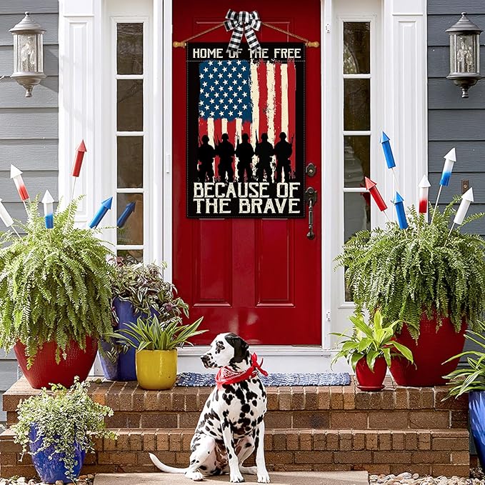 AVOIN colorlife Memorial Day Patriotic House Flag 28x40 Inch Double Sided, Veteran USA flag 4th of July Independence Day Yard Outdoor Flag