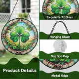Stained Glass Window Hanging, Shamrock Suncatcher Decor, Clover Wall Art Ornament Decorations for Home Bedroom Garden Farmhouse, Birthday Housewarming Gift for Women Mom, 7.8 Inch