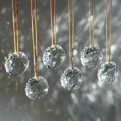 1.8in Clear Crystal Glass Flower Prisms 6pcs Crystal Hanging Ornaments for Window Glass Ornaments for Crafts for Mother's Day Wedding Party Decor