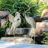 TERESA'S COLLECTIONS Yard Decorations Outdoor Garden Statues, Gold Metal Crane Yard Art, 33-39inch Outdoor Decor Yard Art Garden Sculptures & Statues 17.5''
