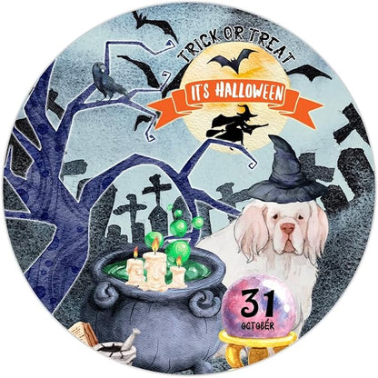 Retro Metal Sign 12"x12",Happy Halloween Scary Night Grave Witch Bats Trick Or Treat Dog Aluminum Tin Metal Sign for Home Living Room Bedroom Garden Farm Patio Decor Wall Art Poster