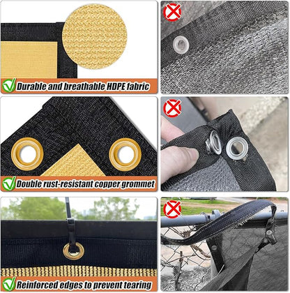 KANAGAWA 5ft x 50ft Privacy Screen Fence, 90% Blockage Heavy Duty 175 GSM Fencing Mesh Net Cover for Outdoor Wall Garden Yard Backyard 80 Cable Zip Ties Included Sand