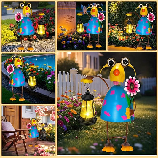 Solar Garden Statue with Lantern,Outdoor Waterproof Dog Decor for Home Patio Yard Lawn, Dog Lover Gifts for Women Mom Grandma