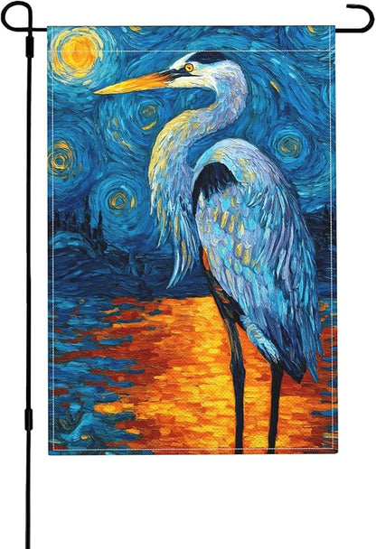 Stork Bird Garden Flag Seasonal Double Sided 12 x 18 Inch Small Yard Flag for Indoor Outdoor Decor Holiday All Seasons