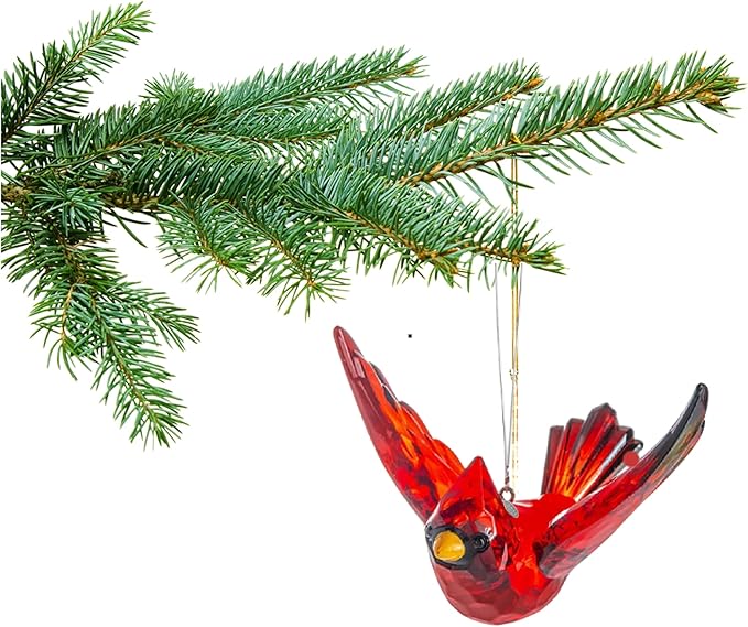 Flying Cardinal Memorial Gift, Red Bird Cardinal Ornament Hanging Acrylic Crystal Window Suncatcher, Cardinals Decor with Story Card, 2026 Hangtag and Suction Cup - Sign of a Visitor from Heaven