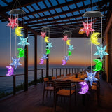 Solar Wind Chimes Outdoor Color Changing Hanging Waterproof Stars Lights Sun and Moon Decor Gifts for Mom Grandma Sister Powered Mobile for Outdoor Garden Patio Yard Window Indoor